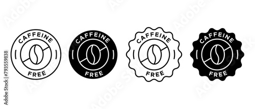 Caffeine free vector icon set. Coffee beans symbol