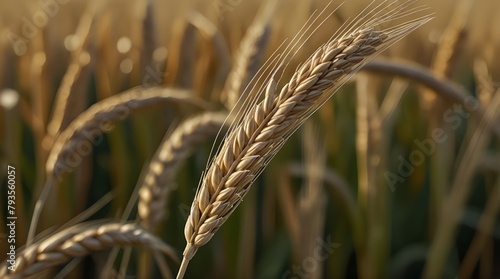 Close-up of fully ripened head of wheat at harvest time; Alcomdale, Alberta.generative.ai