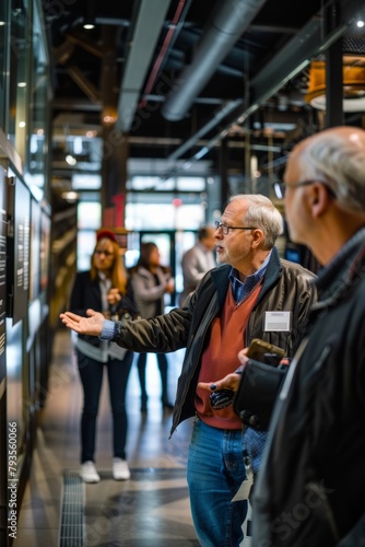 Professional Photography of a tour group learning about the history and heritage of a company during a visit to its corporate museum, Generative AI © Shooting Star Std