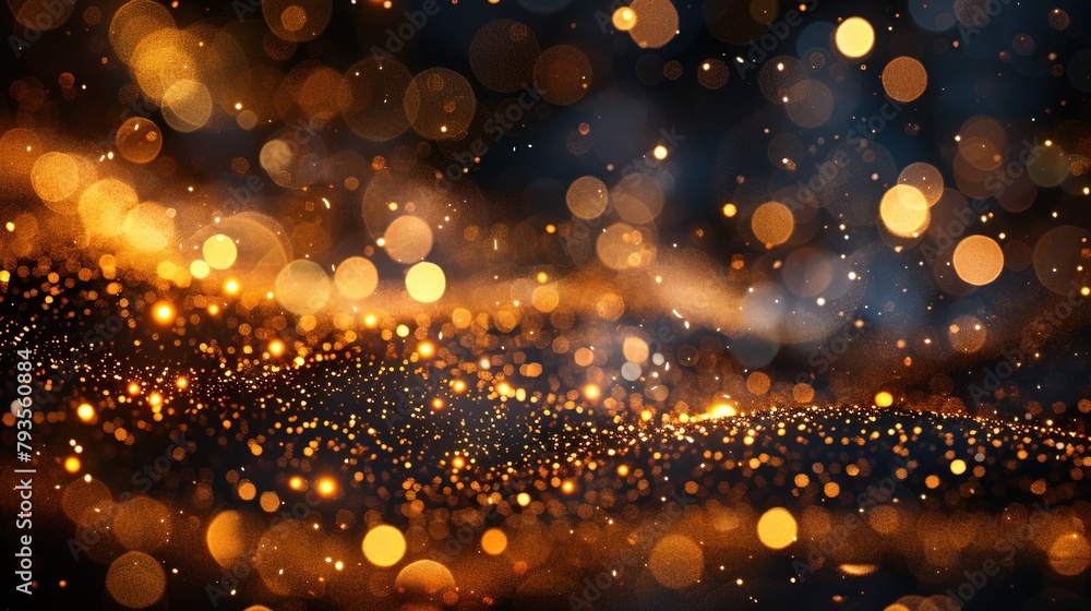 abstract golden particles bokeh on blue background, golden glitters abstract particles background, holiday event, abstract golden particles bokeh on blue background, golden glitters abstract particles background, holiday event,