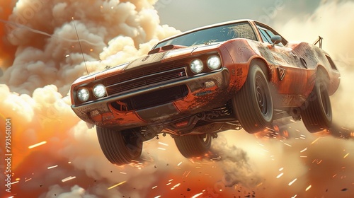 Red color racing car jumps onto the racing track, Racing  Game wallpaper, or background 