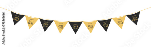 Flag ornaments for happy graduation celebrations at universities, schools and academies. Happy graduation flag with transparent background. Happy graduation flag PNG.