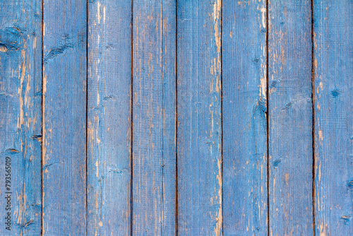 Blue rustic background. Vintage wooden blue vertical planks. Background for design with copy space.