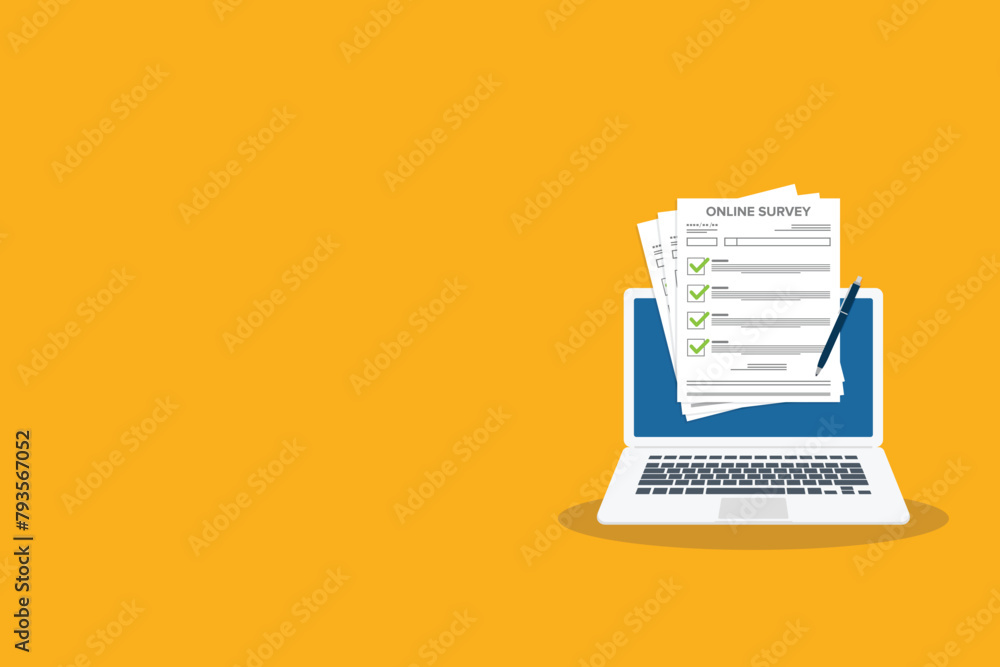 Online survey. Customer feedback. Checklist browser window. Choice, survey concepts. Vector illustration Online survey. Customer feedback. Checklist browser window. Choice, survey concepts. Vector illustration