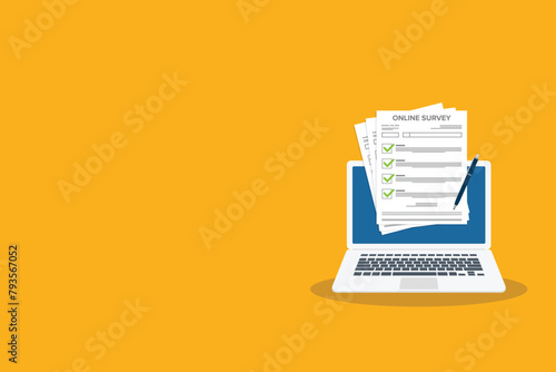 Online survey. Customer feedback. Checklist browser window. Choice, survey concepts. Vector illustration