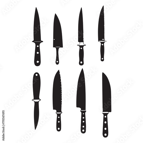 knife black silhouette designs illustration set