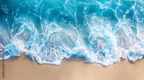 Beach wave border, cool blue summer sales banner, stylish and clean copy space, promotional design