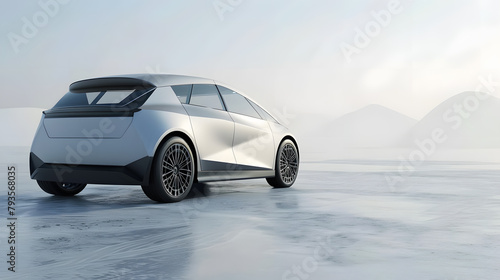 3D rendering of brandless generic concept car