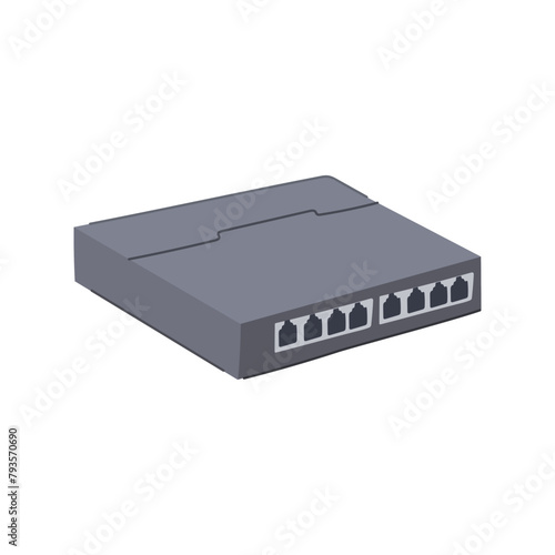 ethernet network switch cartoon. lan vlan, router firewall, traffic data ethernet network switch sign. isolated symbol vector illustration