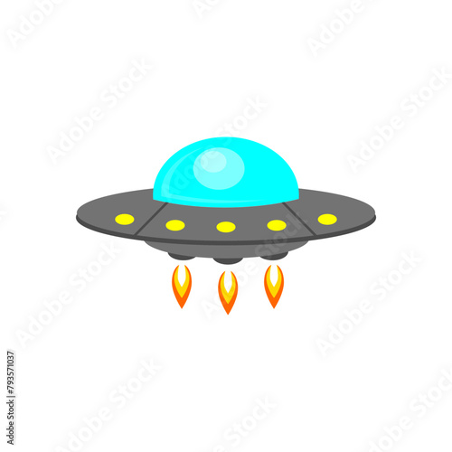 Character flat drawing of stylized UFO plane toys logo, icon, label, symbol. UFO design concept from Astronomy.