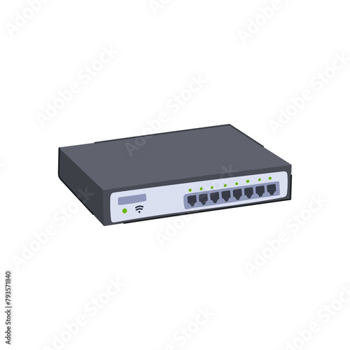 data network switch cartoon. connectivity management, configuration performance, security poe data network switch sign. isolated symbol vector illustration