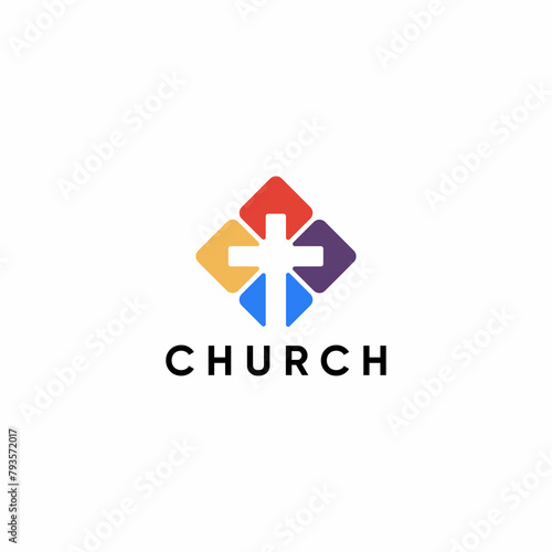 creative vector logo colorful abstract church cross emblem. elegant, modern, minimalist and sophisticated
