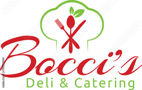healthy food logo design with spoon and leaf elements