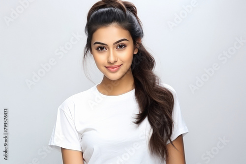 Young woman in white t shirt