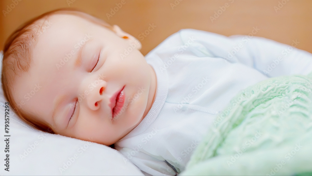 Little smiling baby sleeping. Baby lying on a bed sleeping in blue. Little smiling baby sleeping. Baby lying on a bed sleeping in blue.