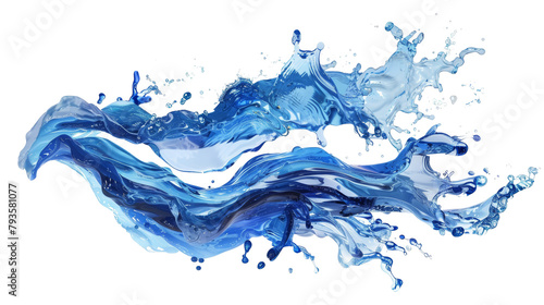 Artistic dynamic abstract of a fluid blue wave splashing