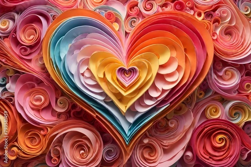 Cotton Candy Formed into a Heart Shape Bursting with Vibrant Colors Reminiscent of a Summer Sunset