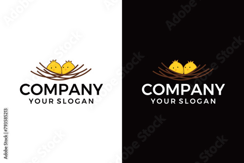 bird nest logo design vector illustration