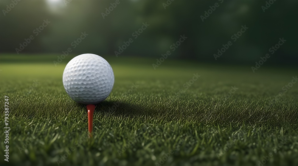 Golf ball on green grass background.generative.ai Golf ball on green grass background.generative.ai