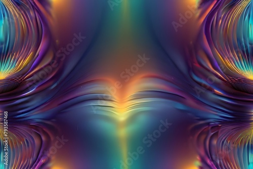 3D Abstract Iridescent inflated shape with waving smooth ripples Generator AI  photo