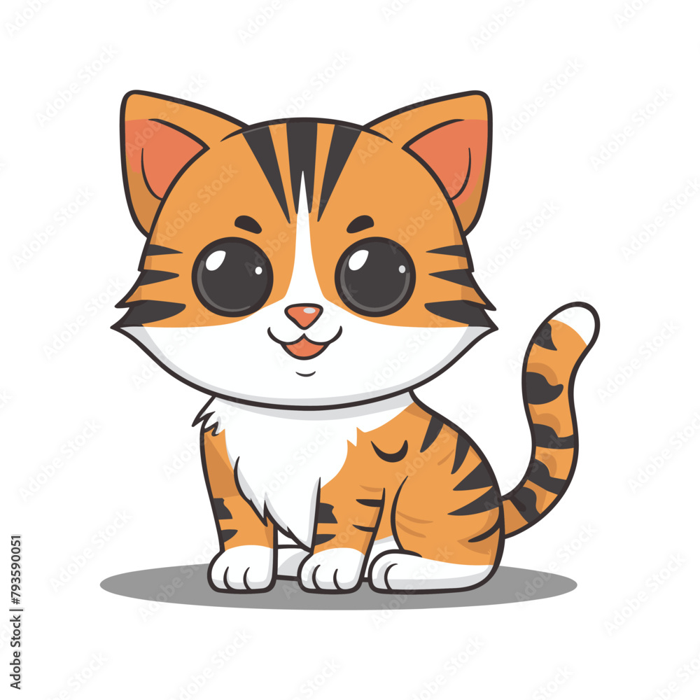 A flat cartoon illustration of a baby tiger illustration A flat cartoon illustration of a baby tiger illustration