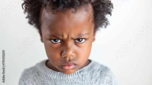 Angry African-American boy pouting