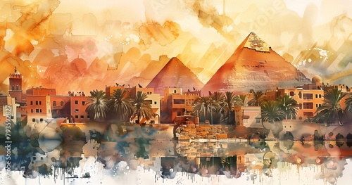 watercolor artwork inspired by Egypt