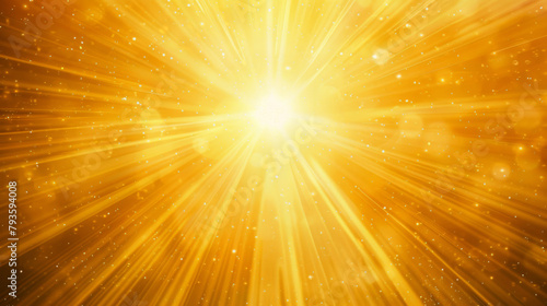 Warm abstract golden light rays shining in a glowing burst
