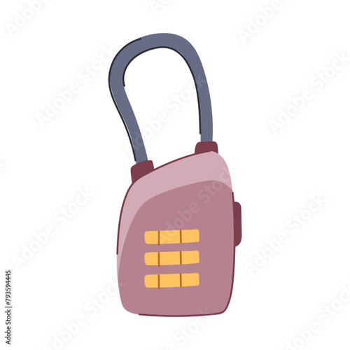 pad travel lock cartoon. backpack suitcase, vacation journey, adventure explore pad travel lock sign. isolated symbol vector illustration photo