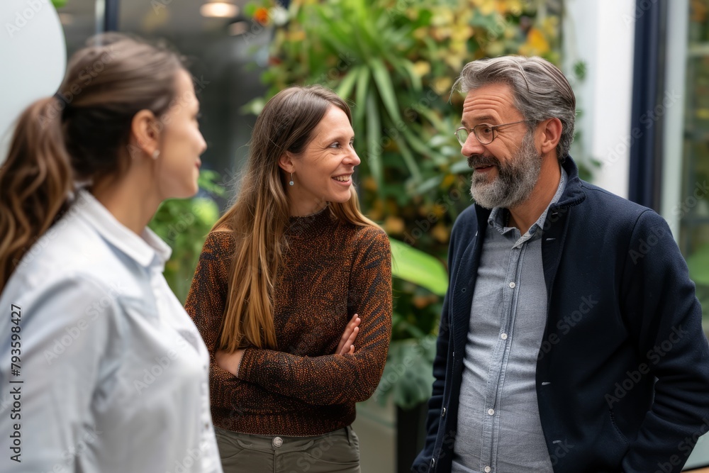 Mature couple talking with a real estate agent in a modern apartment