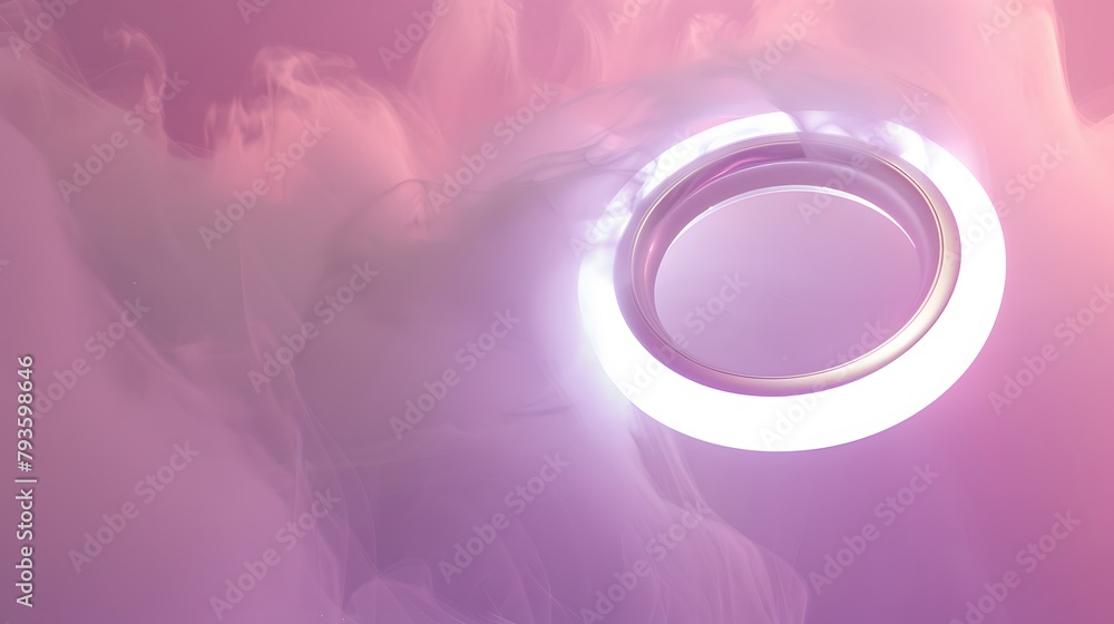 LED light ring with smoke on pink background. LED light ring with smoke on pink background.