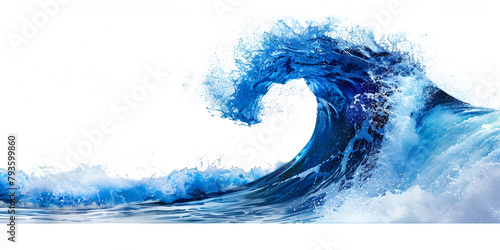 Sea wave. Abstract watercolour hand drawn illustration, Isolated on white background. 