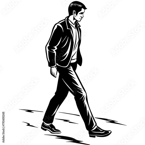 man-walking-on-white-background