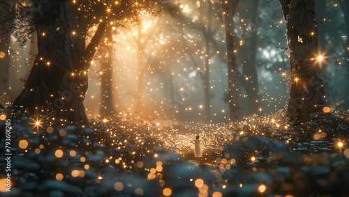 Stardust Harvest- Picture a mystical forest where fairies collect eco-friendly stardust. The stardust glitters should fall from the trees like magical rain