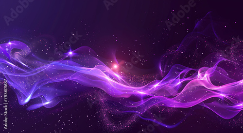 Digital purple particles and light abstract background with shine dots