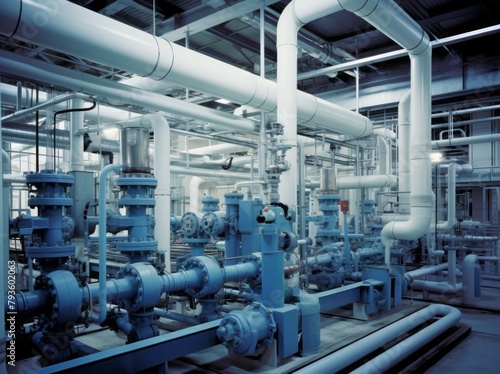 Blurred of Pipes inside the building, the building system