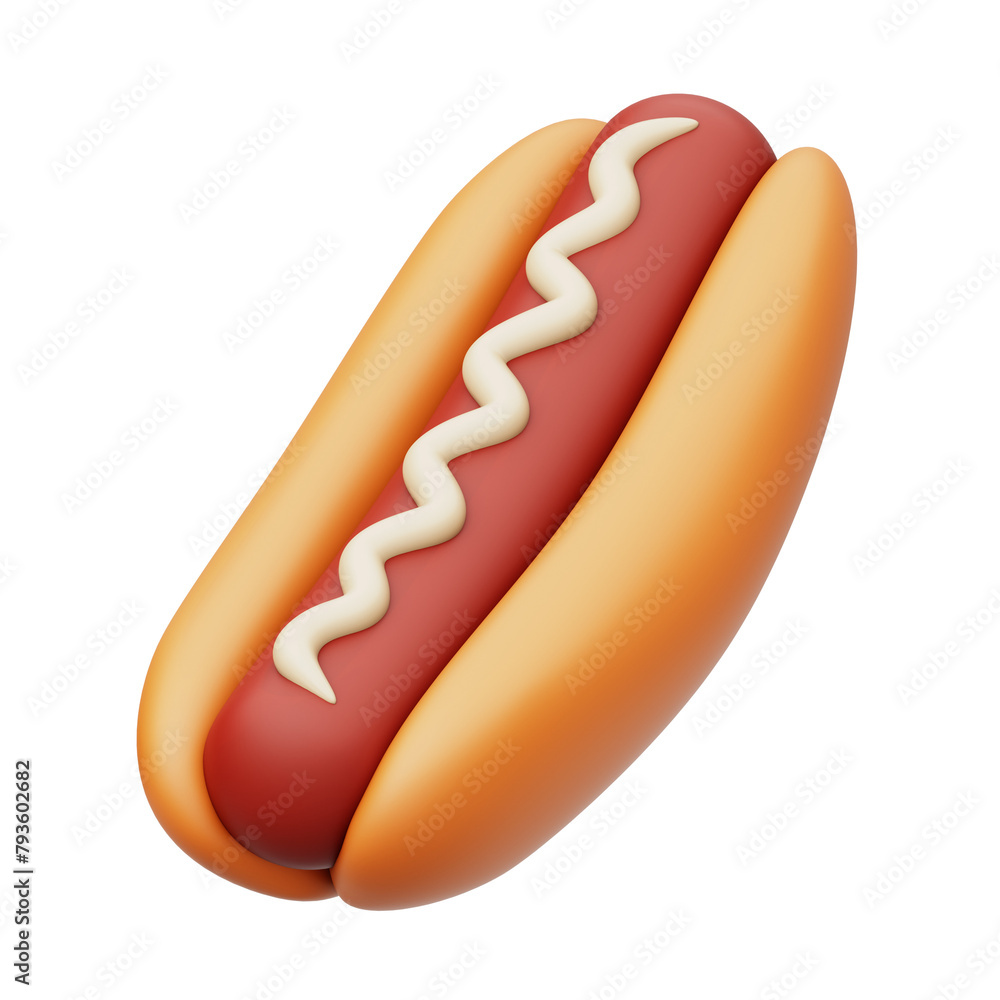 Delicious Hot Dog 3D Rendering Icon Isolated Transparent Background Delicious Hot Dog 3D Rendering Icon Isolated Transparent Background