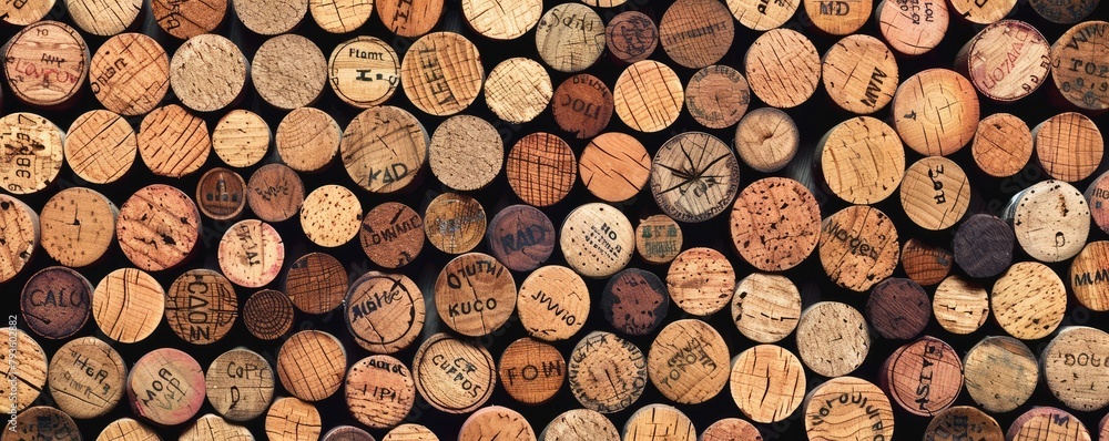 Fototapeta premium various wine corks in a multitude of colors, showcasing diversity and the joy of winemaking.