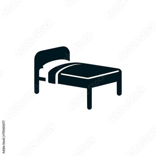 simple bed negative space style logo vector illustration template design
