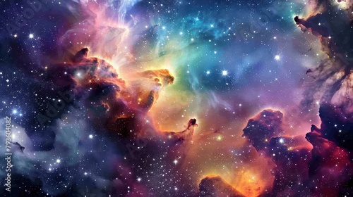 Space background with star dust and shining stars realistic neon colored cosmos with nebula and milky way