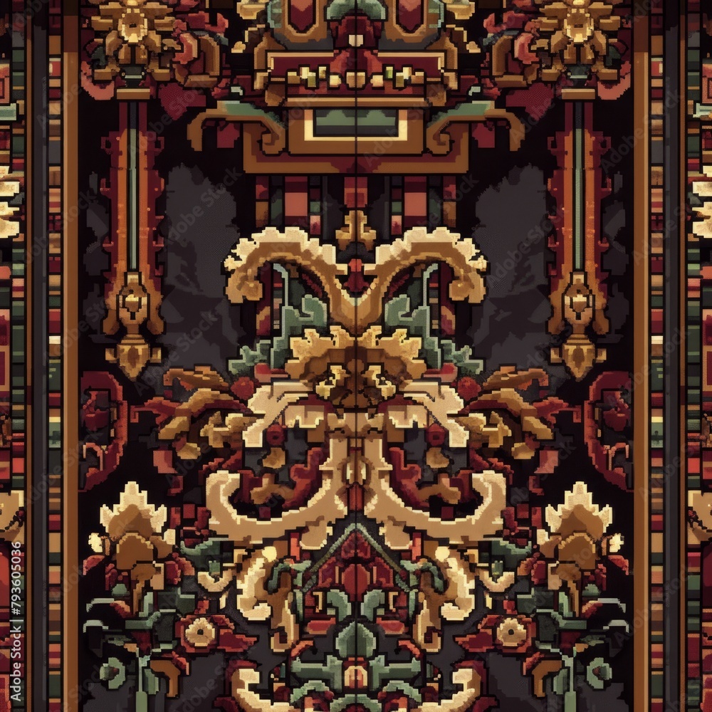 A colorful and ornate design with a lot of detail