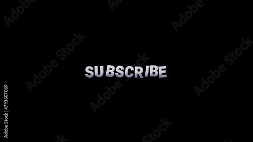 SUBSCRIBE the word glowing light wipes on text, wiggly position and rotate the characters, and Smooth animation appears in slow motion with a black background
