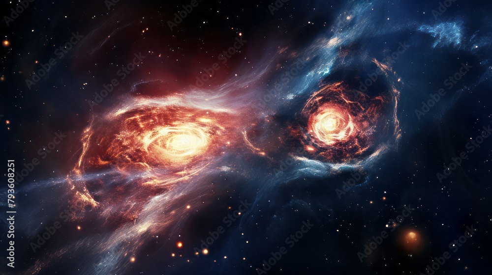 A cosmic collision between galaxies in deep space A cosmic collision between galaxies in deep space