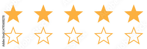 Five stars customer product rating review flat icon for apps and websites
