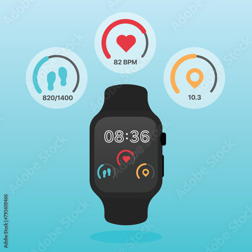 Flat fitness trackers concept art
