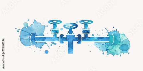 Wallpaper Mural A Vivid Watercolor Painting of Pipeline Valves and Splashing Water, Illustrating the Power and Precision of Industrial Plumbing, Generative AI Torontodigital.ca