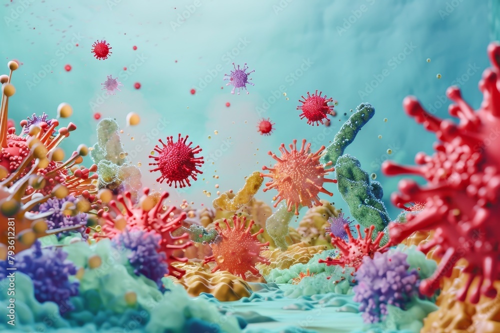 3d illustration of virus in human body