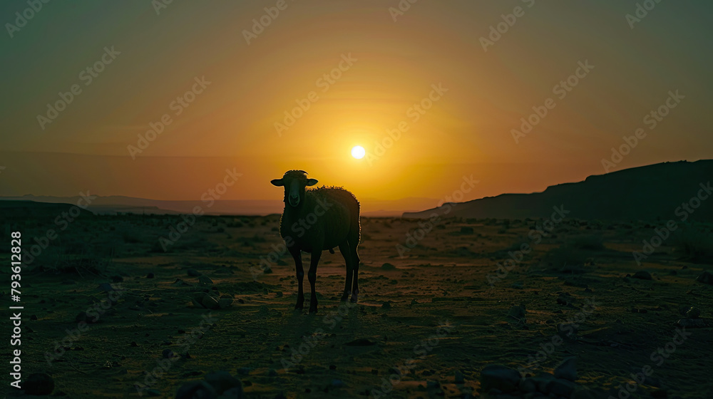 Sunset Serenity: Cross and Footprints on Peaceful Beach Sunset Serenity: Cross and Footprints on Peaceful Beach