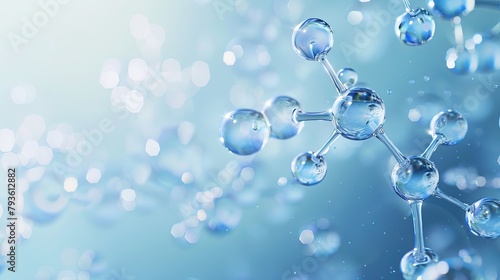 Vibrant Background: 3D Chemical Compound Formula Floating Amidst Bubbles, Science Concept