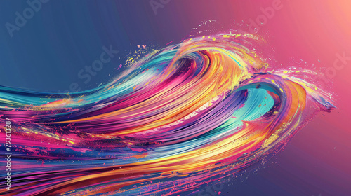 Watercolor paint daubs an abstract background for artistic design with waves
 photo